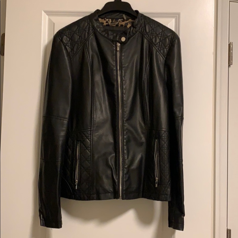 Black Rivet Faux-Leather Jacket
